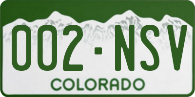 CO license plate 002NSV