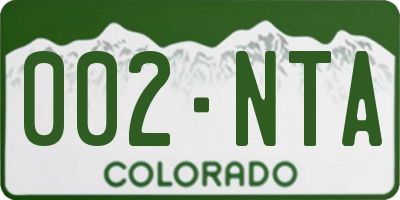 CO license plate 002NTA