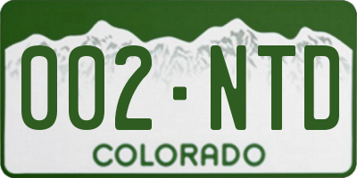 CO license plate 002NTD