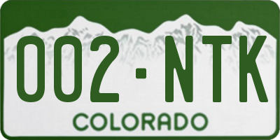 CO license plate 002NTK