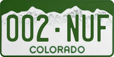 CO license plate 002NUF