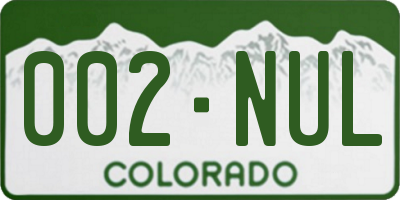 CO license plate 002NUL