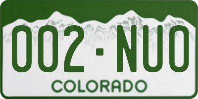 CO license plate 002NUO