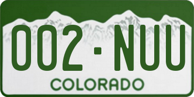 CO license plate 002NUU