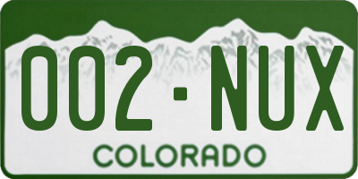 CO license plate 002NUX