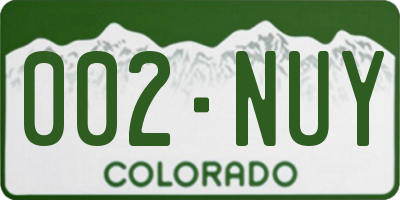CO license plate 002NUY