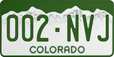 CO license plate 002NVJ