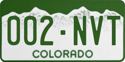 CO license plate 002NVT