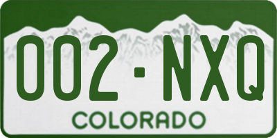 CO license plate 002NXQ