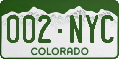 CO license plate 002NYC