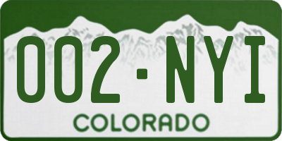 CO license plate 002NYI