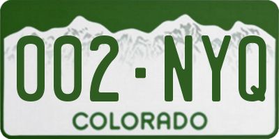 CO license plate 002NYQ