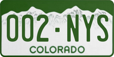 CO license plate 002NYS