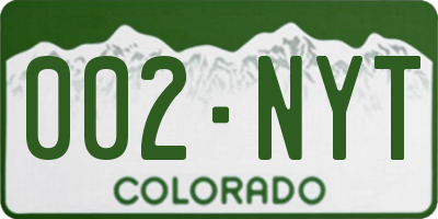 CO license plate 002NYT