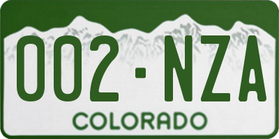 CO license plate 002NZA