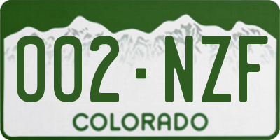 CO license plate 002NZF