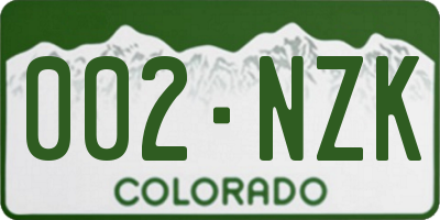 CO license plate 002NZK
