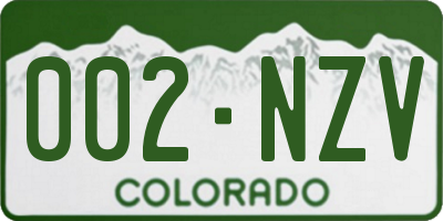 CO license plate 002NZV