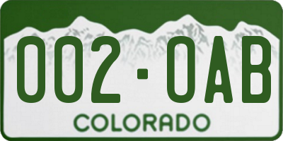 CO license plate 002OAB