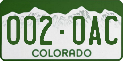 CO license plate 002OAC