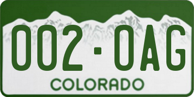 CO license plate 002OAG