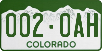 CO license plate 002OAH