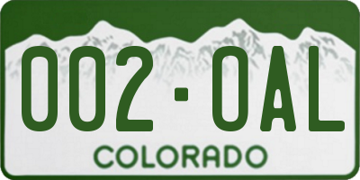 CO license plate 002OAL