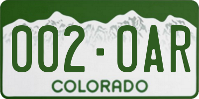 CO license plate 002OAR