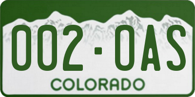CO license plate 002OAS