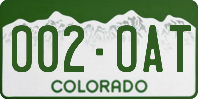 CO license plate 002OAT