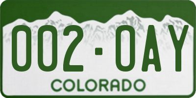 CO license plate 002OAY