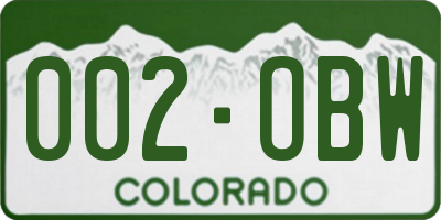 CO license plate 002OBW
