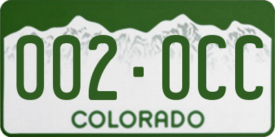 CO license plate 002OCC
