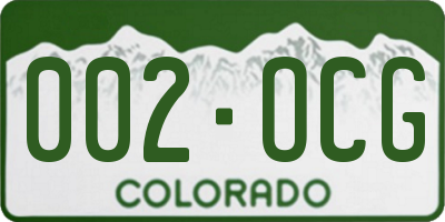 CO license plate 002OCG