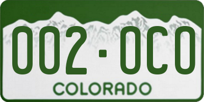 CO license plate 002OCO