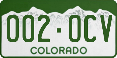 CO license plate 002OCV