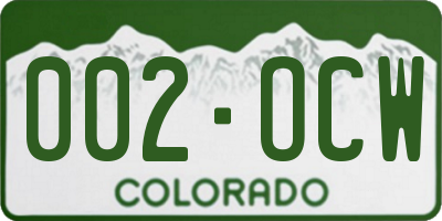 CO license plate 002OCW