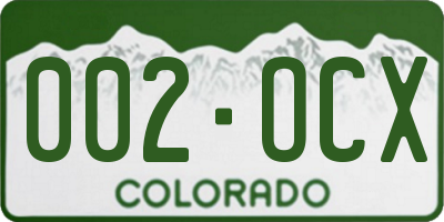 CO license plate 002OCX