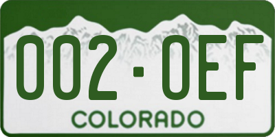 CO license plate 002OEF