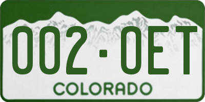 CO license plate 002OET