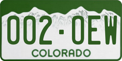 CO license plate 002OEW