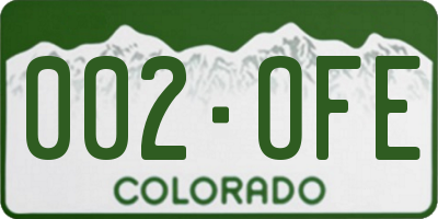 CO license plate 002OFE