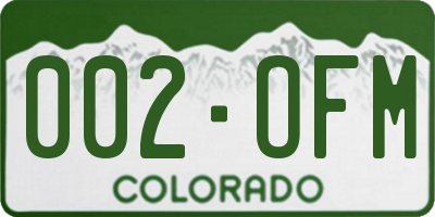 CO license plate 002OFM