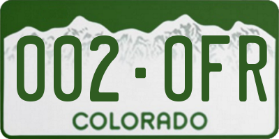 CO license plate 002OFR