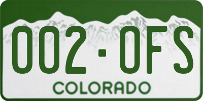 CO license plate 002OFS