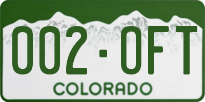 CO license plate 002OFT