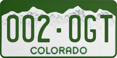 CO license plate 002OGT