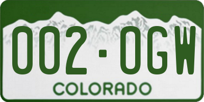 CO license plate 002OGW