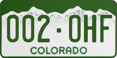CO license plate 002OHF