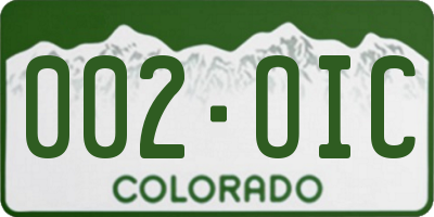 CO license plate 002OIC